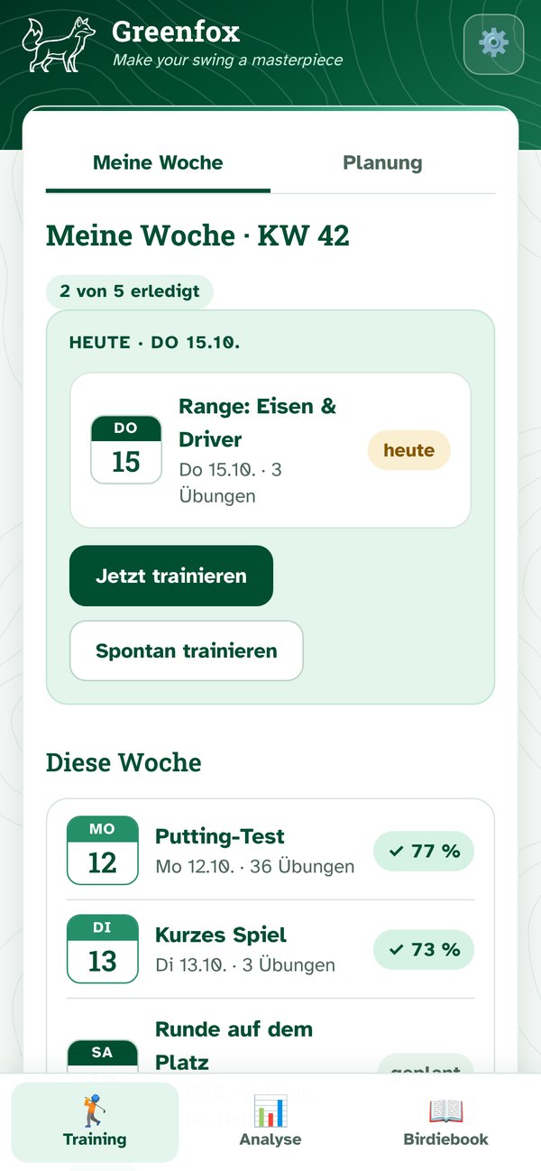 Greenfox App: Meine Woche mit dem Trainingsplan für heute