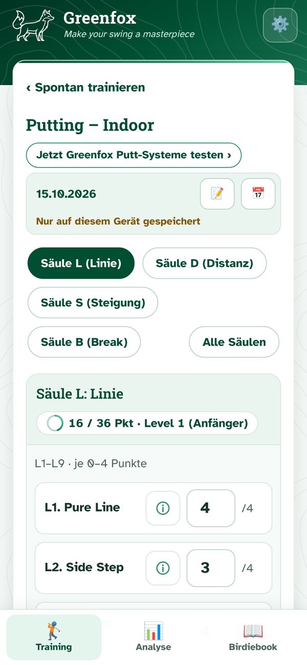 Greenfox App mit Putting-Übungen